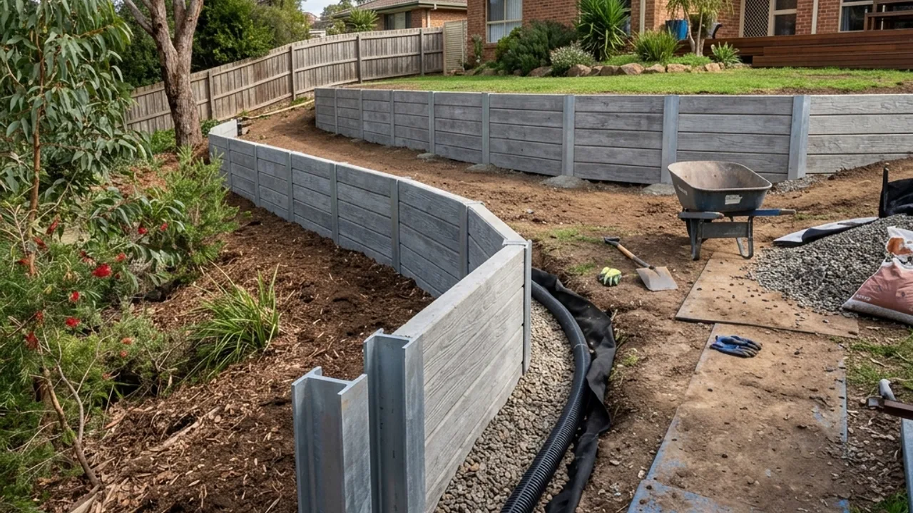 Concrete Sleeper Retaining Walls retaining wall site in Toowoomba