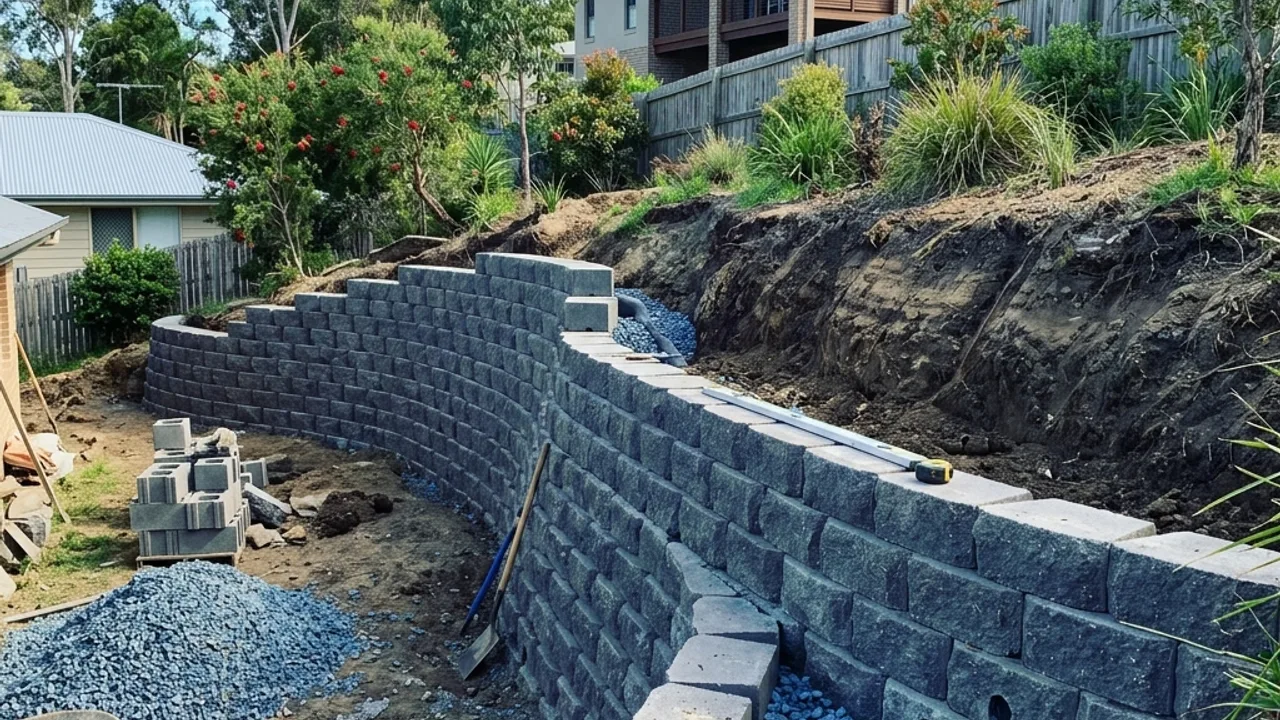 Engineered Retaining Walls retaining wall site in Toowoomba