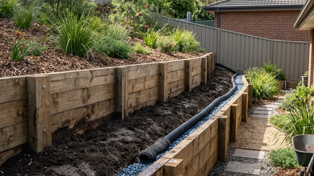Timber Sleeper Retaining Walls retaining wall site in Toowoomba
